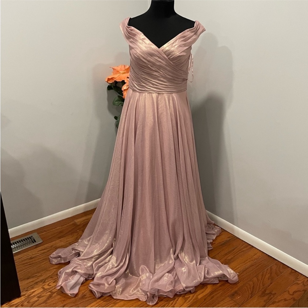 La Femme 29172 Pink Metallic Off The Shoulder Gown 12 View 3